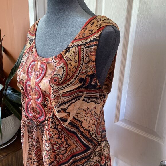 Oneworld Blouse Women’s Size PXL Sleeveless Scoop Neck Sequins Hippie Boho - Picture 5 of 12